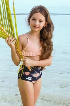 Budget 👍 Cupshe Pink Ruffle 👙 Bikini with High Waist Bottom for Toddler Girls and Girls 🔔