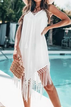 Hot Sale ❤️ Cupshe White Backless Cover Up with Tassels 🎁 -Cupshe Online Shop CP 1 f1d9579f e95c 46fc 84c5 47dc37c46243