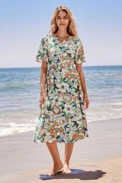 Coupon 🎁 Cupshe Scarlette Floral V-Neck Midi 👗 Dress 😀 -Cupshe Online Shop CSN0038EA 1