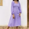 Top 10 🎁 Cupshe Angelina Purple Back Tie Tea Length 👗 Dress ✔️