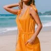Wholesale 👍 Cupshe Ayanna Orange Tie Shoulder Plunging Romper 😍