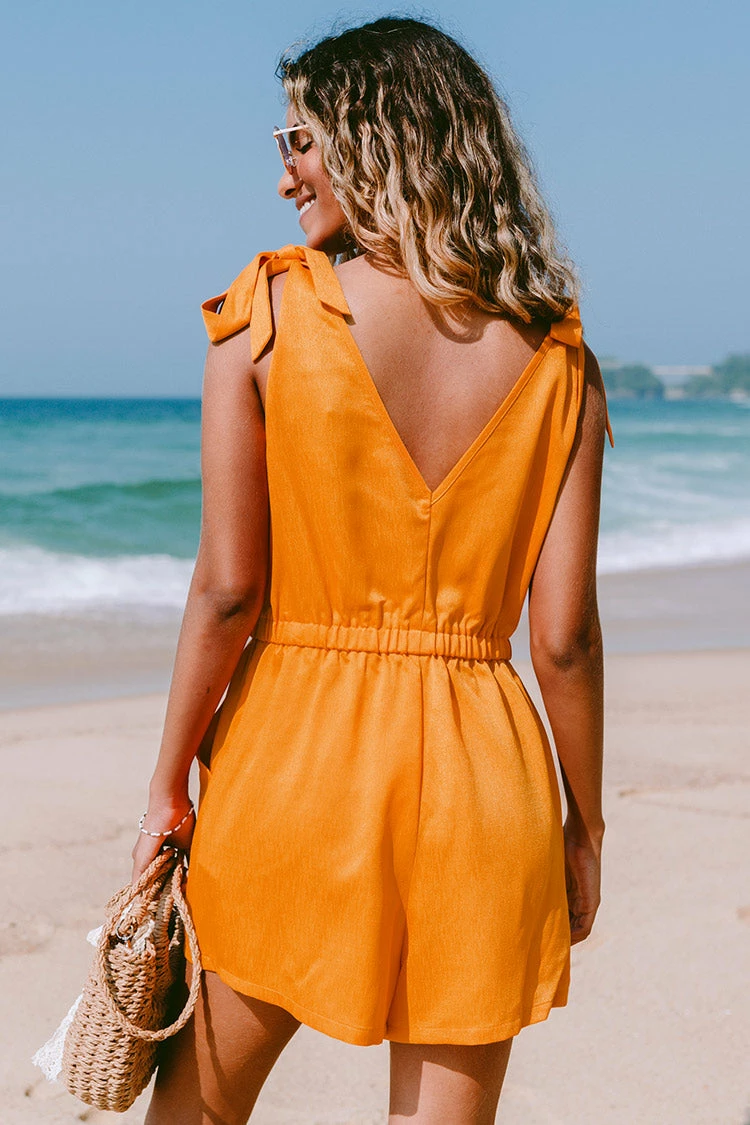 Wholesale 👍 Cupshe Ayanna Orange Tie Shoulder Plunging Romper 😍 2 Wholesale 👍 Cupshe Ayanna Orange Tie Shoulder Plunging Romper 😍 - Image 2
