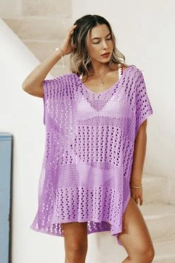 Hot Sale 🎁 Cupshe Rachael Purple Plunge Crochet Cover Up 🤩