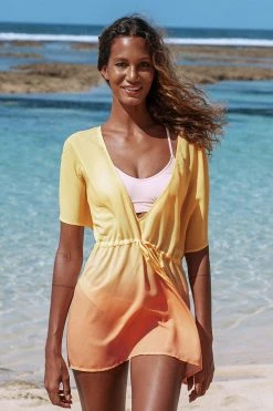 Outlet 🎉 Cupshe Tiara Ombre Print Plunge Drawstring Cover Up 🤩