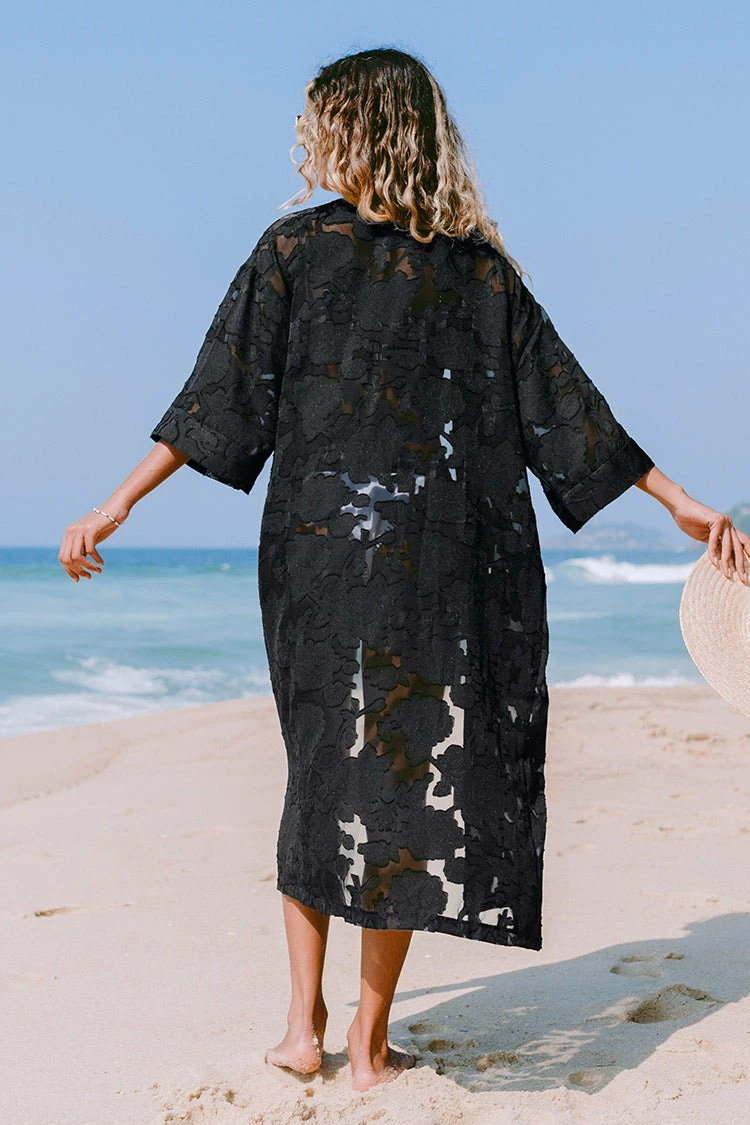 Hot Sale 😍 Cupshe Sylvie Black Open Front Cover Up 🔔 2 Hot Sale 😍 Cupshe Sylvie Black Open Front Cover Up 🔔 - Image 2