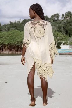 Best deal 🔔 Cupshe Anne Crochet Fringe Hem Kimono ❤️ -Cupshe Online Shop FSM0039AA 1