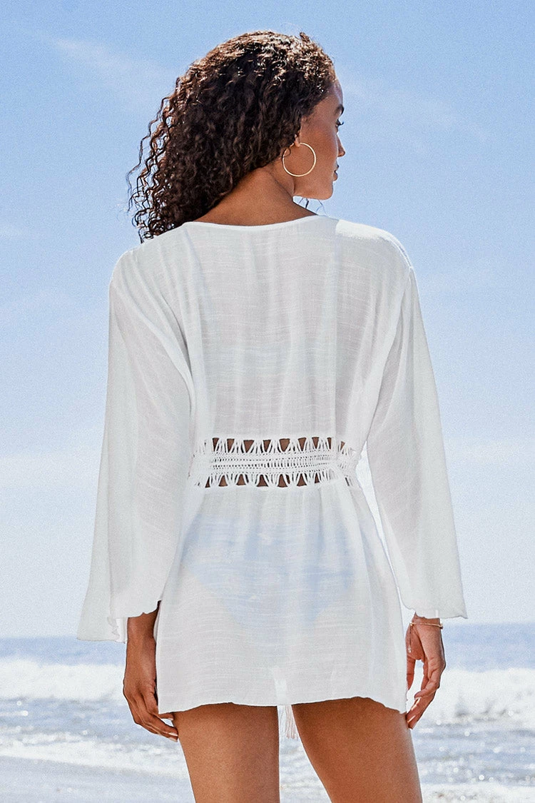 Hot Sale 🤩 Cupshe Leila Crochet Tassel Drawstring Kimono 🧨 2 Hot Sale 🤩 Cupshe Leila Crochet Tassel Drawstring Kimono 🧨 - Image 2