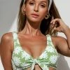 Deals ✨ Cupshe Light Green Floral Knotted Tank 👙 Bikini Top ❤️