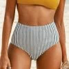 Discount 👏 Cupshe Striped High Waisted 👙 Bikini Bottom 🛒