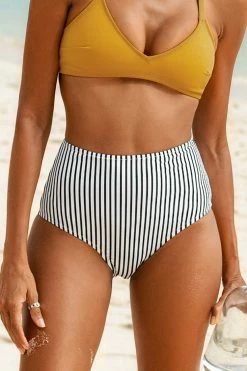 Discount 👏 Cupshe Striped High Waisted 👙 Bikini Bottom 🛒