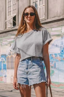Hot Sale 😍 Cupshe Stonecreek Short Sleeve Crop Sweatshirt 🔔