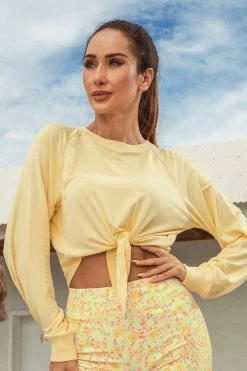 Best deal ✨ Cupshe Passion Knot Hem Raglan Sleeve Crop Sweatshirt 🛒