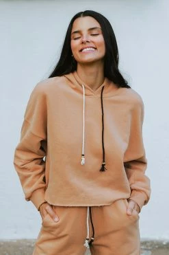 Outlet 💯 Cupshe Tangerine Drawstring Front Drop Shoulder Hoodie ⌛