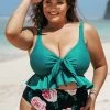 Best Pirce 🎉 Cupshe Yaritza Knotted Ruffle Plus Size Tankini 🛒