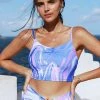 Discount 🌟 Cupshe Spring Fling U-neck Marble Ruched Sports Bra 😀