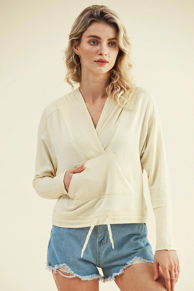 Outlet ✔️ Cupshe Gemma Beige Long Sleeve Drawstring Hoodie 🛒 3 Outlet ✔️ Cupshe Gemma Beige Long Sleeve Drawstring Hoodie 🛒 - Image 3