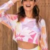 Coupon 🛒 Cupshe Paradise Leaf Print Long Sleeve Crop Sweatshirt 😀